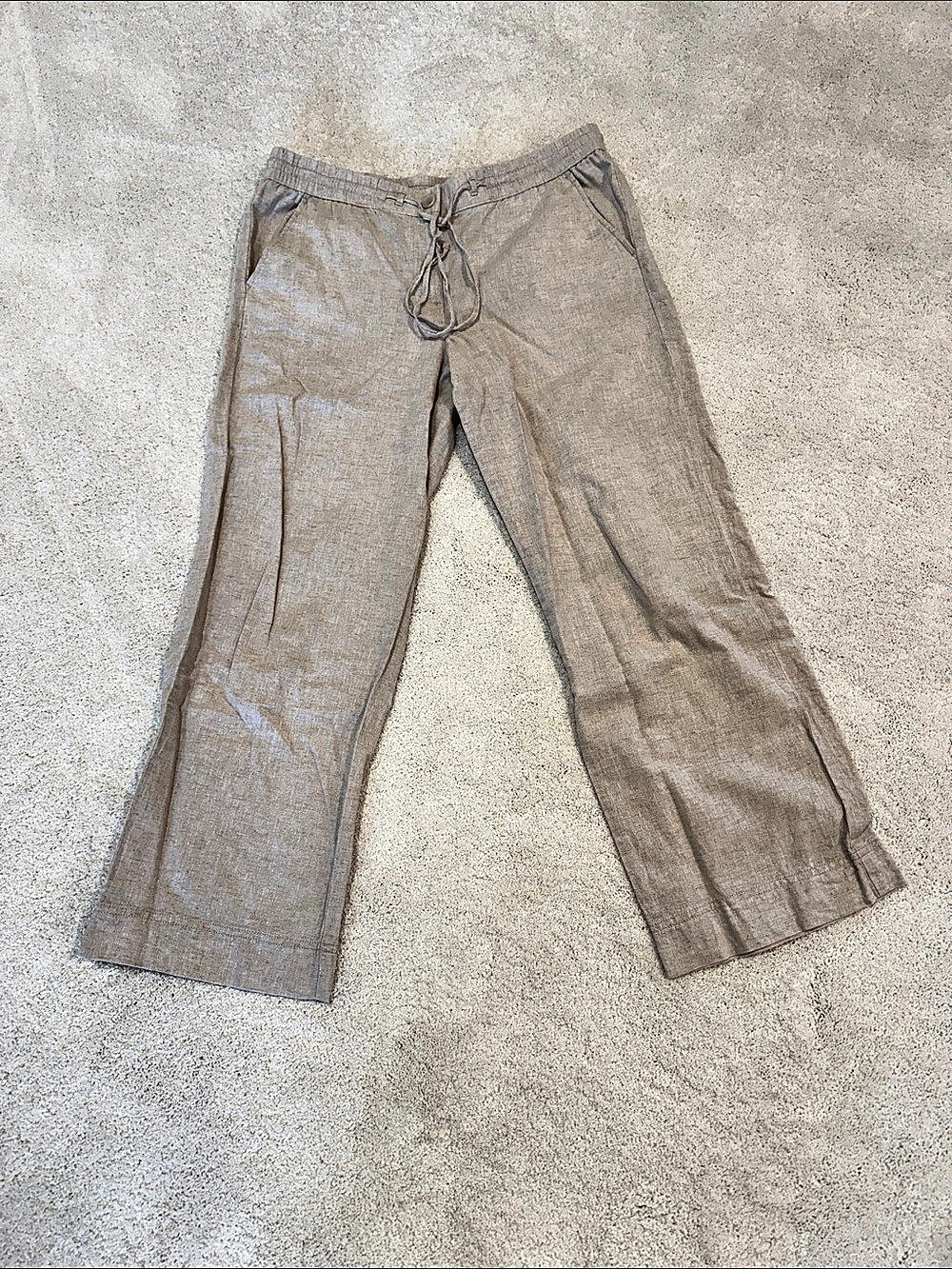 Talbots Washed Linen Pull-On Pants Beige Size 12P